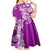 Aloha Polynesian Plumeria Flower Kid Short Sleeve Dress Purple Color