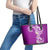 Aloha Polynesian Plumeria Flower Leather Tote Bag Purple Color