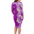 Aloha Polynesian Plumeria Flower Long Sleeve Bodycon Dress Purple Color