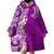 Aloha Polynesian Plumeria Flower Wearable Blanket Hoodie Purple Color