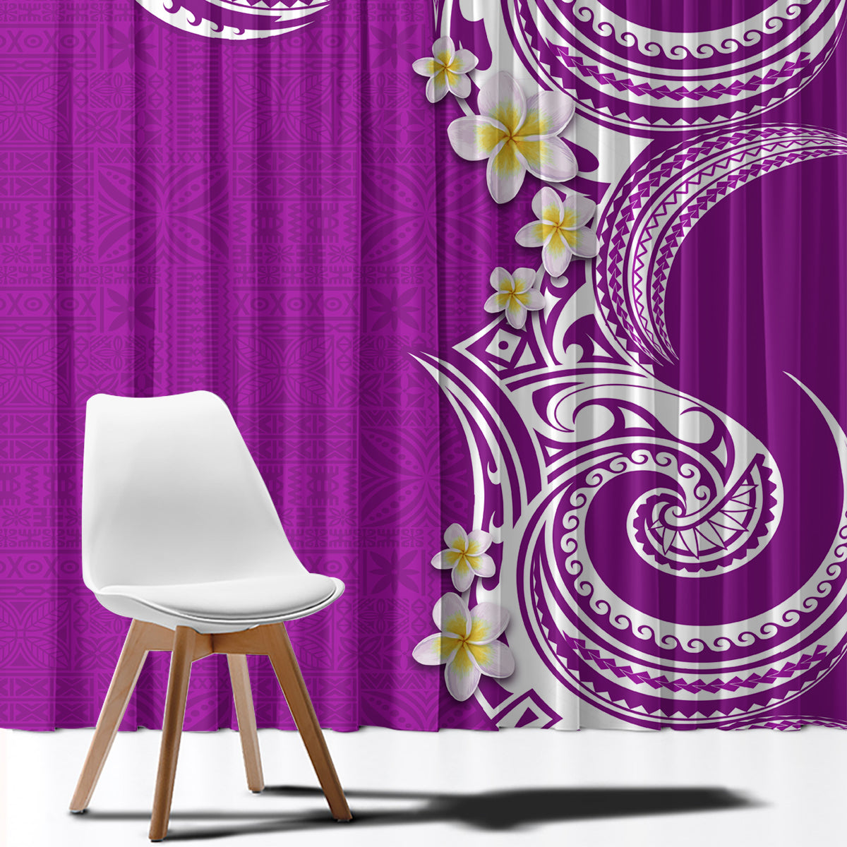 Aloha Polynesian Plumeria Flower Window Curtain Purple Color LT03 - Polynesian Pride