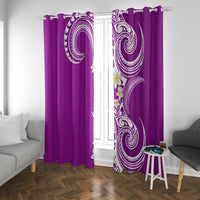 Aloha Polynesian Plumeria Flower Window Curtain Purple Color LT03 With Grommets Purple - Polynesian Pride