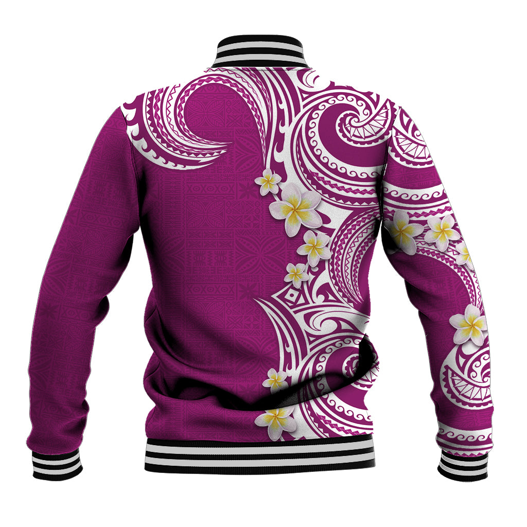 Aloha Polynesian Plumeria Flower Baseball Jacket Pink Color LT03 - Polynesian Pride