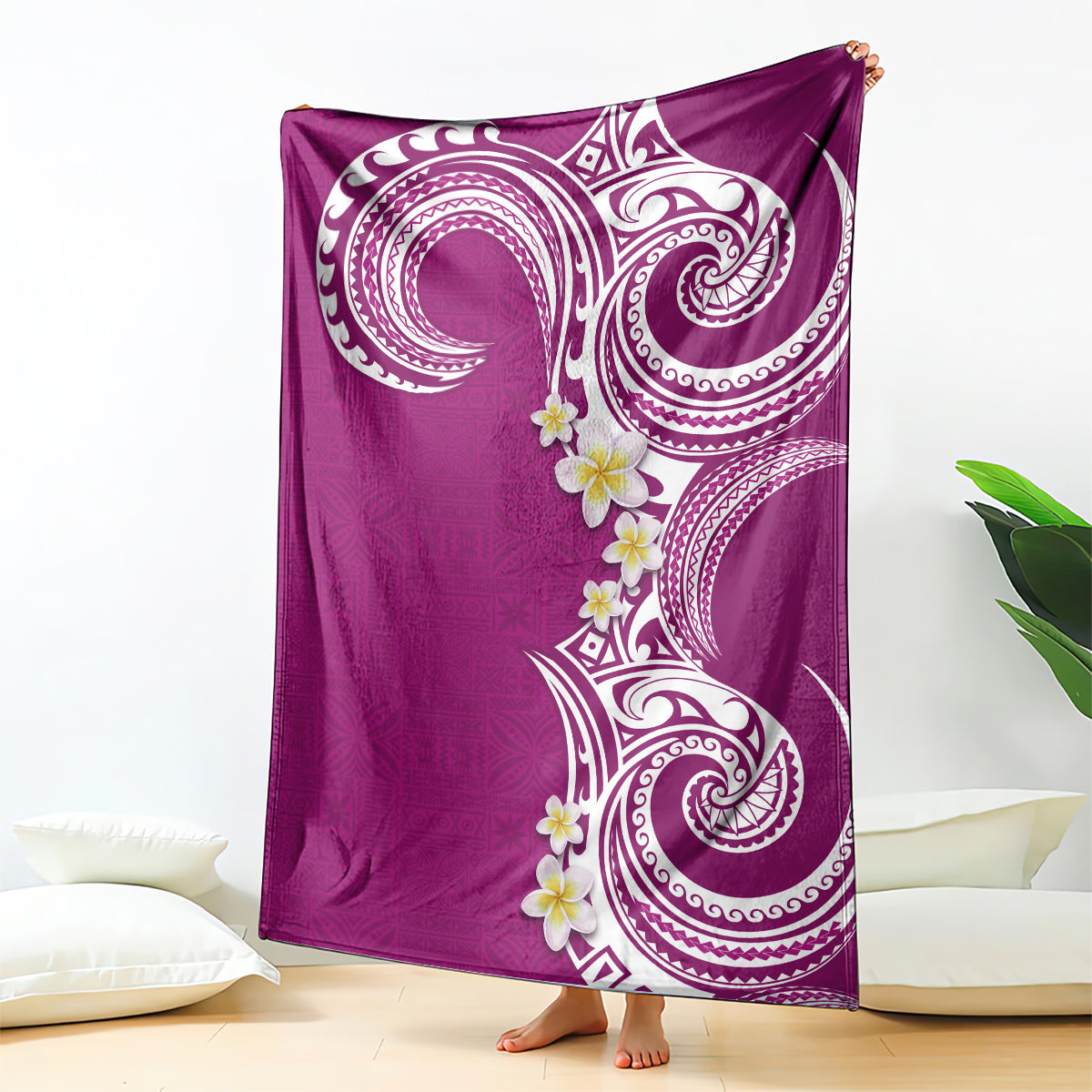 Aloha Polynesian Plumeria Flower Blanket Pink Color LT03 - Polynesian Pride