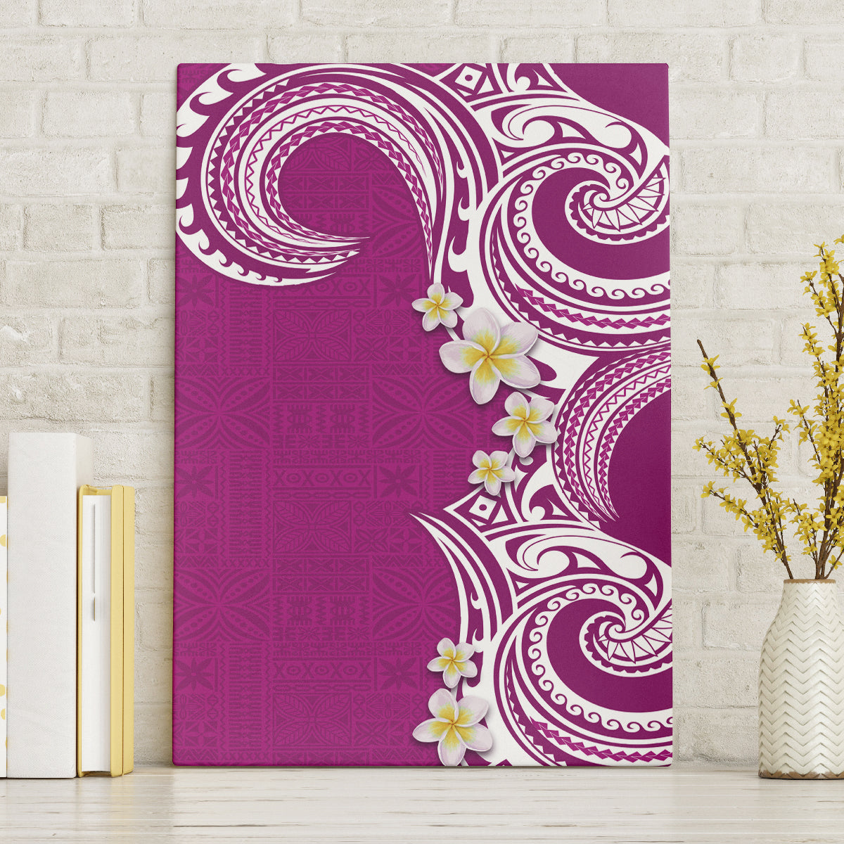 Aloha Polynesian Plumeria Flower Canvas Wall Art Pink Color LT03 Without Frame Pink - Polynesian Pride
