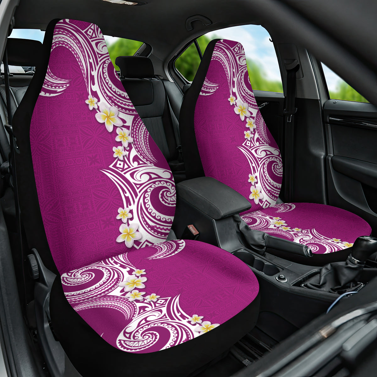 Aloha Polynesian Plumeria Flower Car Seat Cover Pink Color LT03 One Size Pink - Polynesian Pride
