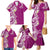 Aloha Polynesian Plumeria Flower Family Matching Mermaid Dress and Hawaiian Shirt Pink Color