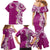 Aloha Polynesian Plumeria Flower Family Matching Mermaid Dress and Hawaiian Shirt Pink Color