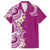 Aloha Polynesian Plumeria Flower Family Matching Summer Maxi Dress and Hawaiian Shirt Pink Color