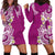 Aloha Polynesian Plumeria Flower Hoodie Dress Pink Color