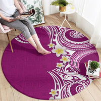 Aloha Polynesian Plumeria Flower Round Carpet Pink Color LT03 - Polynesian Pride