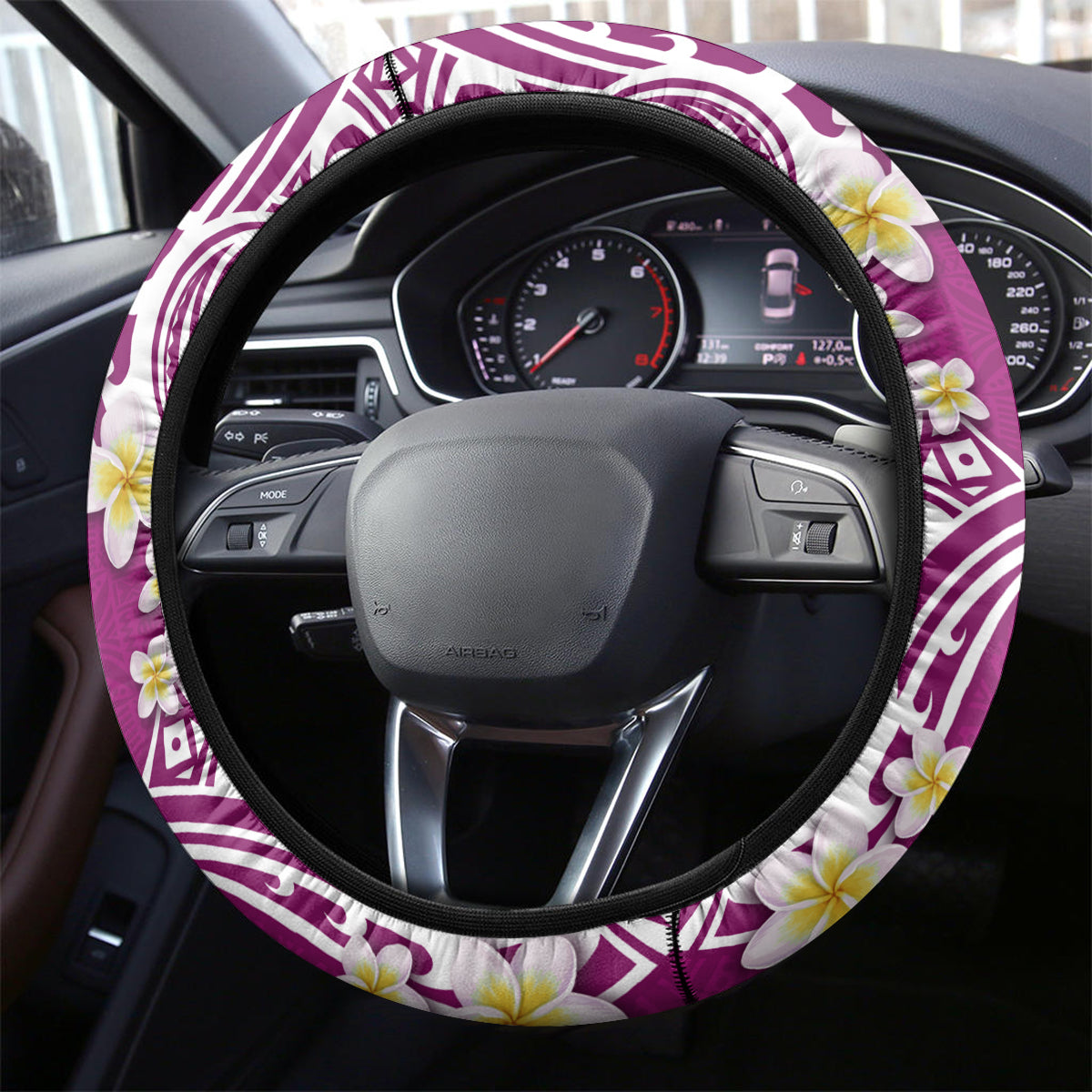 Aloha Polynesian Plumeria Flower Steering Wheel Cover Pink Color LT03 - Polynesian Pride