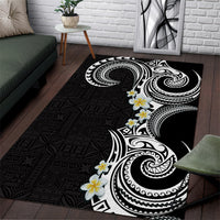 Aloha Polynesian Plumeria Flower Area Rug Black White Color LT03 Black - Polynesian Pride