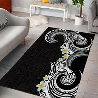 Aloha Polynesian Plumeria Flower Area Rug Black White Color LT03 - Polynesian Pride