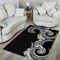 Aloha Polynesian Plumeria Flower Area Rug Black White Color LT03 - Polynesian Pride