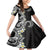 Aloha Polynesian Plumeria Flower Family Matching Mermaid Dress and Hawaiian Shirt Black White Color