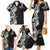 Aloha Polynesian Plumeria Flower Family Matching Mermaid Dress and Hawaiian Shirt Black White Color