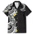 Aloha Polynesian Plumeria Flower Family Matching Mermaid Dress and Hawaiian Shirt Black White Color