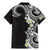 Aloha Polynesian Plumeria Flower Family Matching Mermaid Dress and Hawaiian Shirt Black White Color