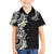 Aloha Polynesian Plumeria Flower Family Matching Puletasi and Hawaiian Shirt Black White Color