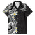 Aloha Polynesian Plumeria Flower Family Matching Short Sleeve Bodycon Dress and Hawaiian Shirt Black White Color