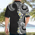 Aloha Polynesian Plumeria Flower Hawaiian Shirt Black White Color