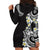 Aloha Polynesian Plumeria Flower Hoodie Dress Black White Color