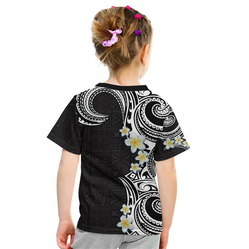Aloha Polynesian Plumeria Flower Kid T Shirt Black White Color LT03 - Polynesian Pride
