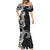 Aloha Polynesian Plumeria Flower Mermaid Dress Black White Color