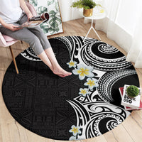 Aloha Polynesian Plumeria Flower Round Carpet Black White Color LT03 - Polynesian Pride