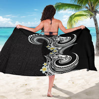 Aloha Polynesian Plumeria Flower Sarong Black White Color LT03 - Polynesian Pride