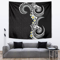 Aloha Polynesian Plumeria Flower Tapestry Black White Color LT03 Black - Polynesian Pride
