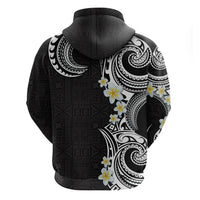 Aloha Polynesian Plumeria Flower Zip Hoodie Black White Color LT03 - Polynesian Pride