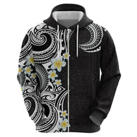 Aloha Polynesian Plumeria Flower Zip Hoodie Black White Color LT03 - Polynesian Pride