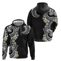 Aloha Polynesian Plumeria Flower Zip Hoodie Black White Color LT03 - Polynesian Pride