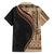 Samoa Siapo Motif and Tapa Pattern Half Style Family Matching Short Sleeve Bodycon Dress and Hawaiian Shirt Beige Color