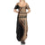 Samoa Siapo Motif and Tapa Pattern Half Style Family Matching Summer Maxi Dress and Hawaiian Shirt Beige Color