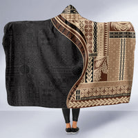 Samoa Siapo Motif and Tapa Pattern Half Style Hooded Blanket Beige Color LT03 - Polynesian Pride