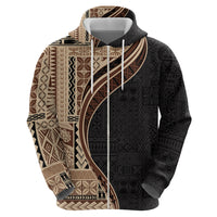 Samoa Siapo Motif and Tapa Pattern Half Style Hoodie Beige Color LT03 - Polynesian Pride
