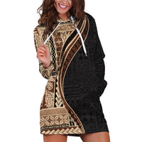 Samoa Siapo Motif and Tapa Pattern Half Style Hoodie Dress Beige Color LT03 Beige - Polynesian Pride