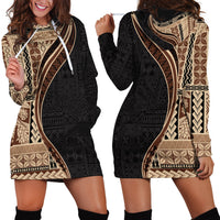 Samoa Siapo Motif and Tapa Pattern Half Style Hoodie Dress Beige Color LT03 - Polynesian Pride