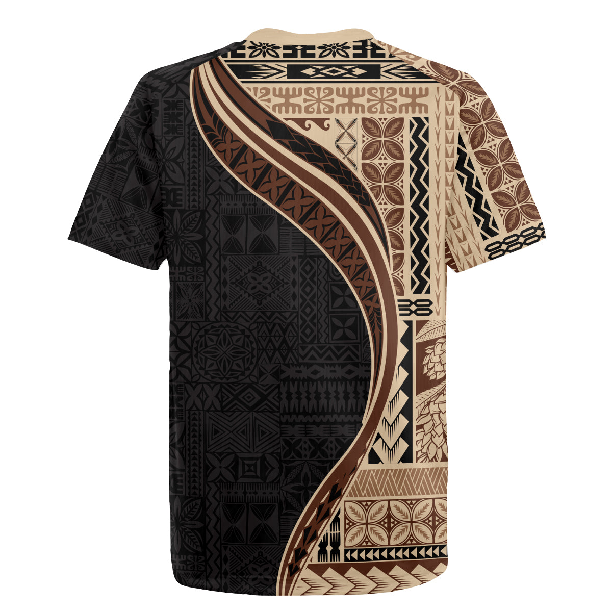 Samoa Siapo Motif and Tapa Pattern Half Style Rugby Jersey Beige Color LT03 - Polynesian Pride