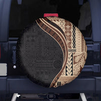 Samoa Siapo Motif and Tapa Pattern Half Style Spare Tire Cover Beige Color LT03 - Polynesian Pride