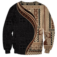 Samoa Siapo Motif and Tapa Pattern Half Style Sweatshirt Beige Color LT03 - Polynesian Pride