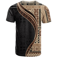 Samoa Siapo Motif and Tapa Pattern Half Style T Shirt Beige Color LT03 - Polynesian Pride