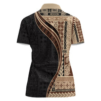 Samoa Siapo Motif and Tapa Pattern Women Polo Shirt - Beige Color LT03 - Polynesian Pride