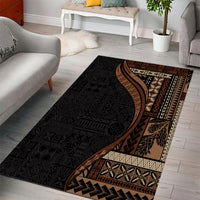 Samoa Siapo Motif and Tapa Pattern Half Style Area Rug Black Color LT03 - Polynesian Pride