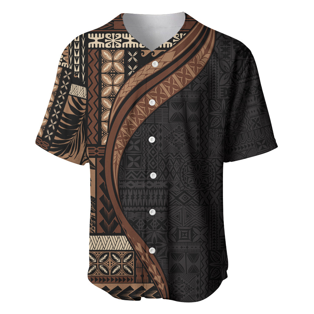 Samoa Siapo Motif and Tapa Pattern Half Style Baseball Jersey Black Color LT03 Black - Polynesian Pride