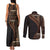 Samoa Siapo Motif and Tapa Pattern Half Style Couples Matching Tank Maxi Dress and Long Sleeve Button Shirt Black Color