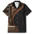 Samoa Siapo Motif and Tapa Pattern Half Style Family Matching Off Shoulder Short Dress and Hawaiian Shirt Black Color